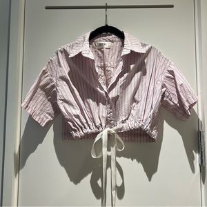 LF Pink and Blue Striped Crop Top